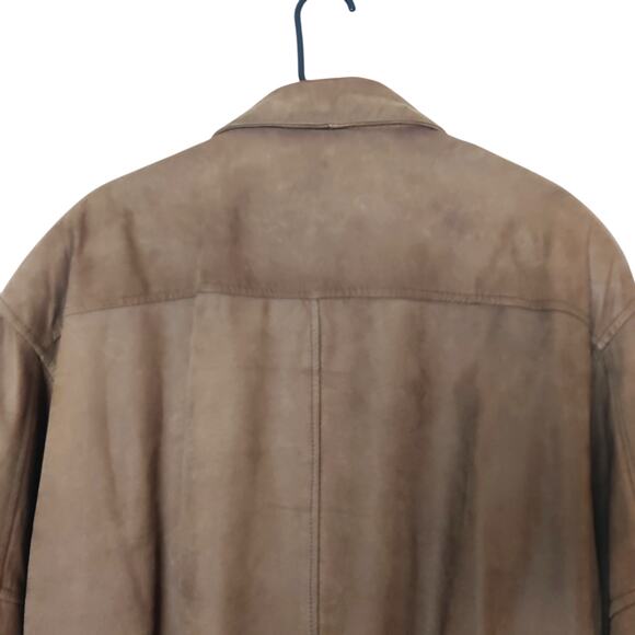 Vtg Greg Bell Brown Suede Leather Bomber Aviator Jacket Large Retro 90s Pilot - Picture 7 of 16